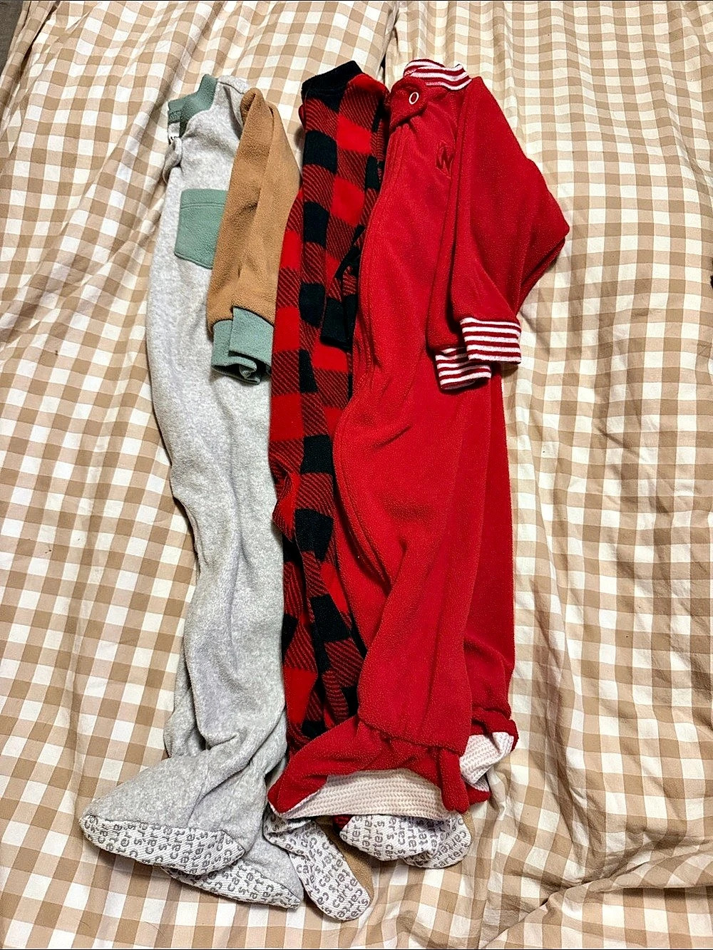 Carter's Fleece 2-Way Zip Sleep & Play Footed Pajamas Red & Gray